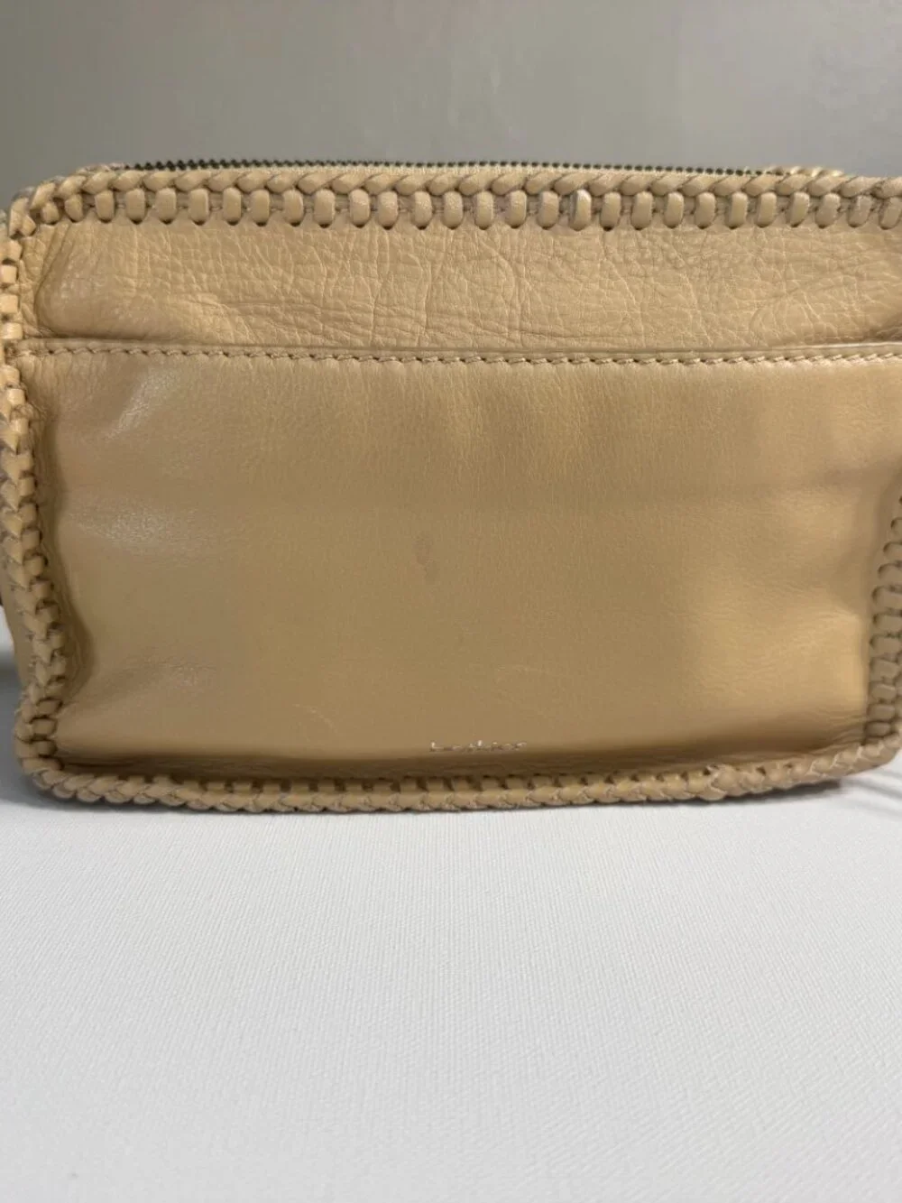 Botkier New York Beige Leather Crossbody Bag Whipstitch Tassel